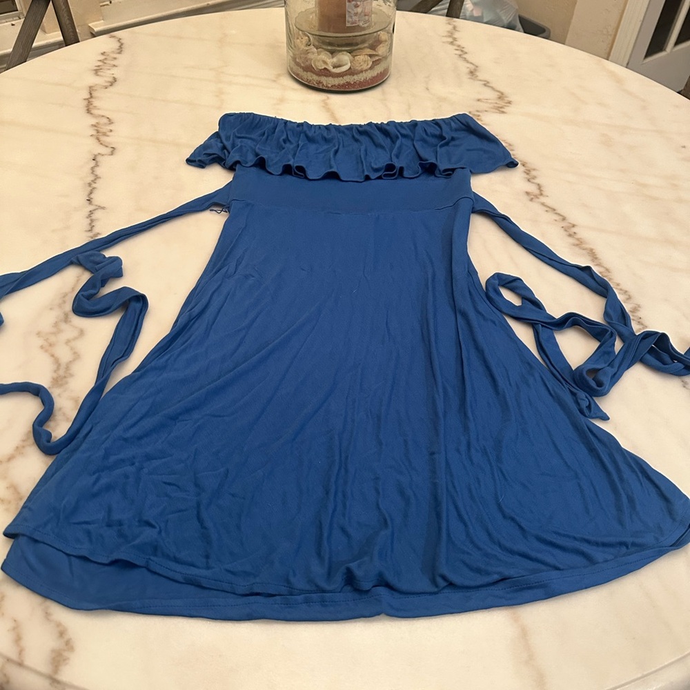 BCBGMaxAzria Royal Blue strapless free, with wrap around ties